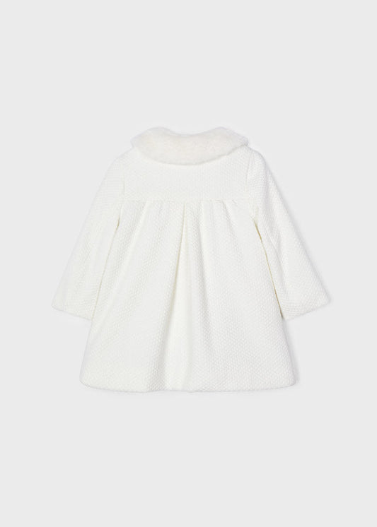 Plaszcz Dzianina Strukturalna - Kremowy