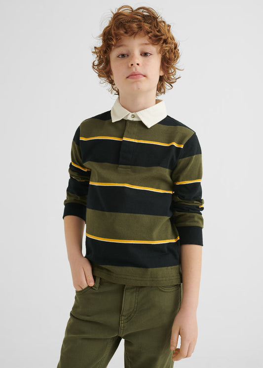 Koszulka Polo Dlugi Rekaw Paski - Porost