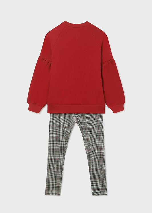 Komplet Legins Krata - Czerwony