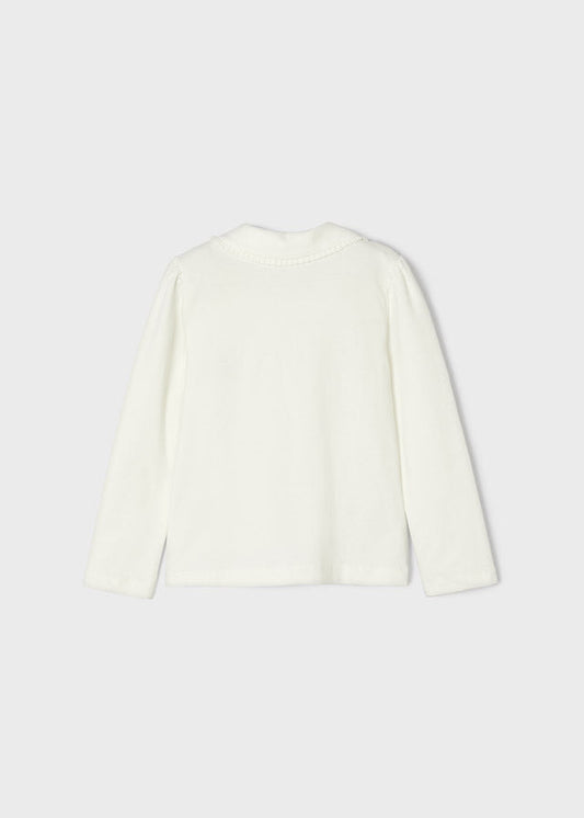 Koszulka polo długi rękaw basic - Krem-granat