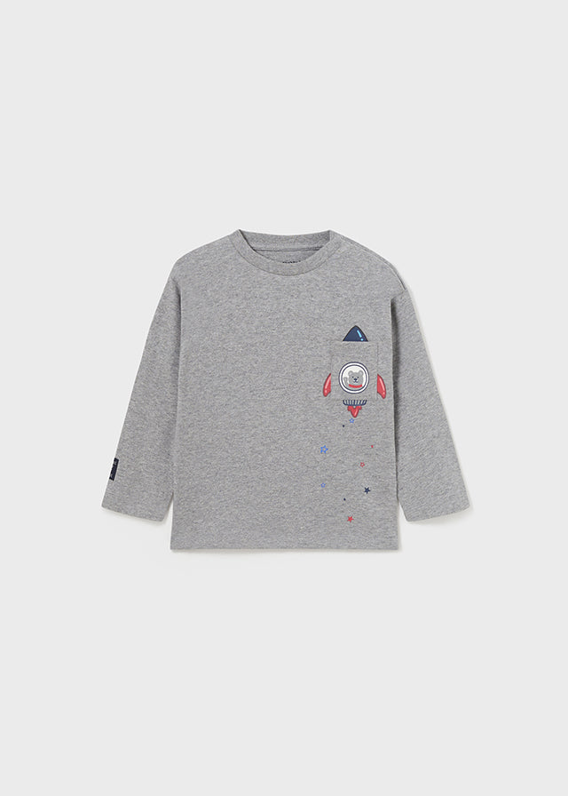 Koszulka długi rękaw z kieszonką - Ciemnoszary