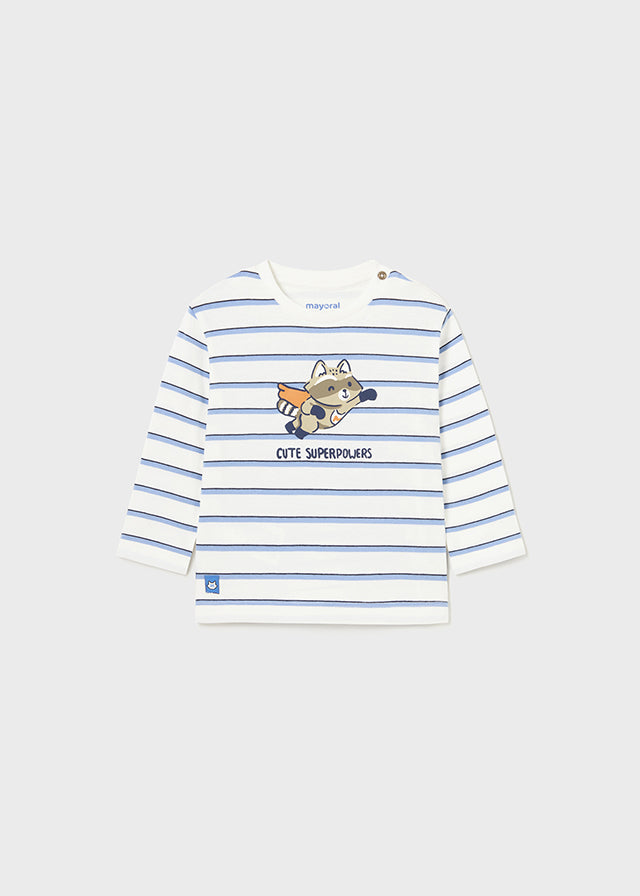 Koszulka długi rękaw paski - Błękitny