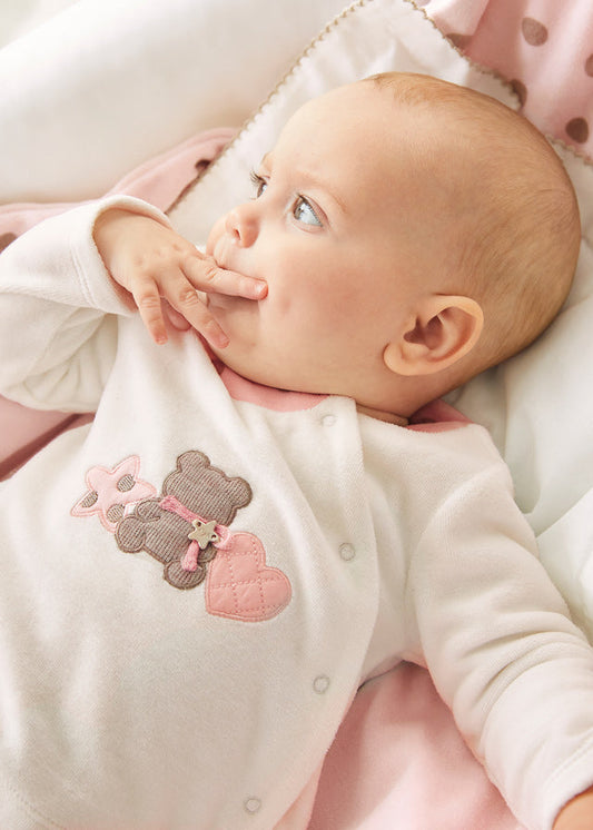 Komplet półśpiochy welur - Różowy baby