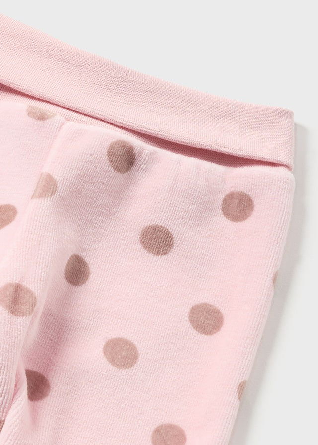 Komplet półśpiochy welur - Różowy baby