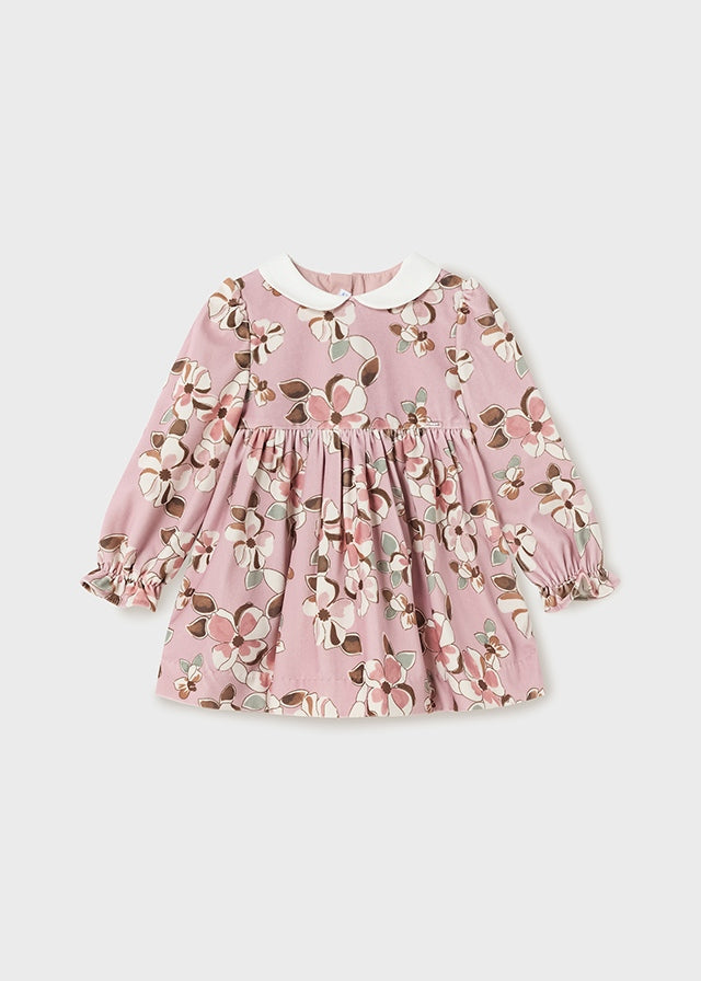 Sukienka aksamitna nadruk - Różowy