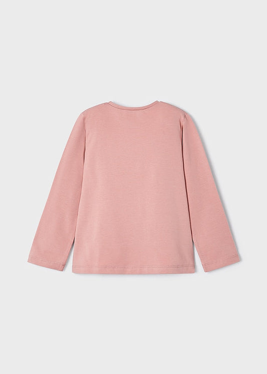 Koszulka długi rękaw z nadrukiem - Nude