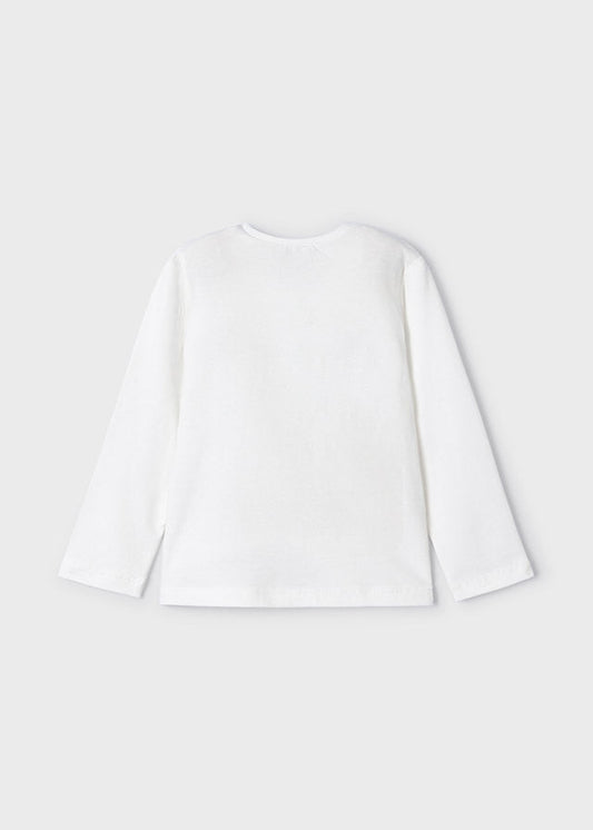 Koszulka długi rękaw z nadrukiem - Krem-czerwień