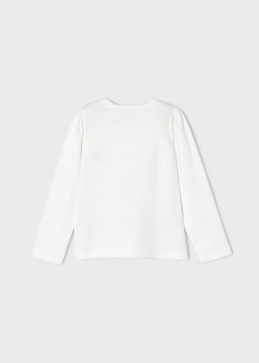 Koszulka długi rękaw z aplikacją - Krem-granat