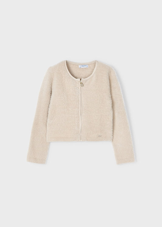 Sweterek trykot futerko - Beż