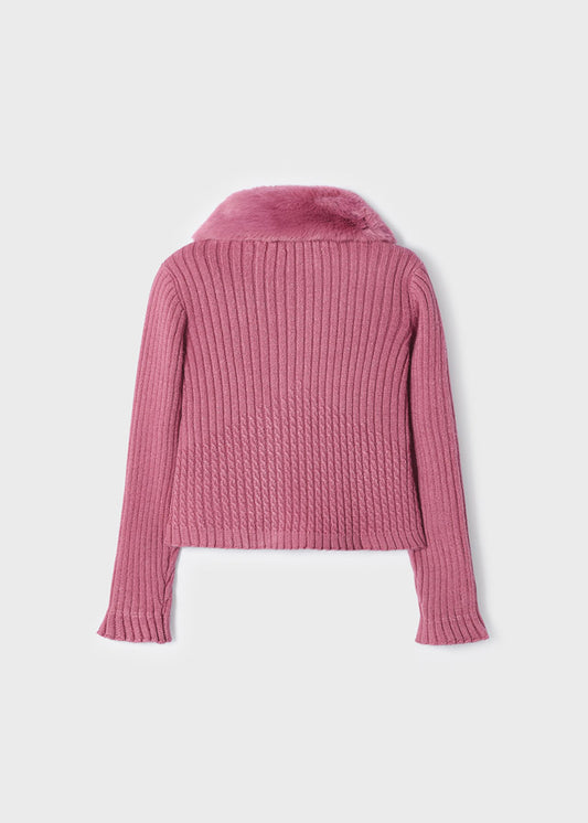 Sweterek kołnierz futerko - Orchidea