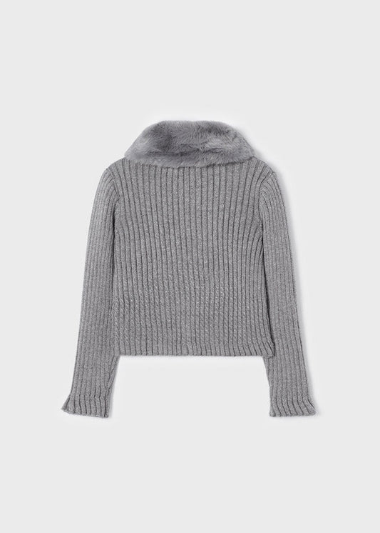Sweterek kołnierz futerko - Steel vig