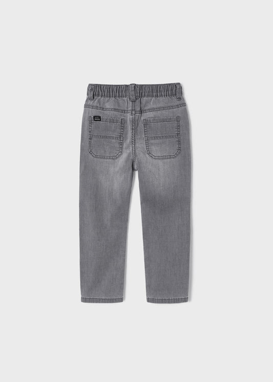 Spodnie soft denim jogger - Jasny szary