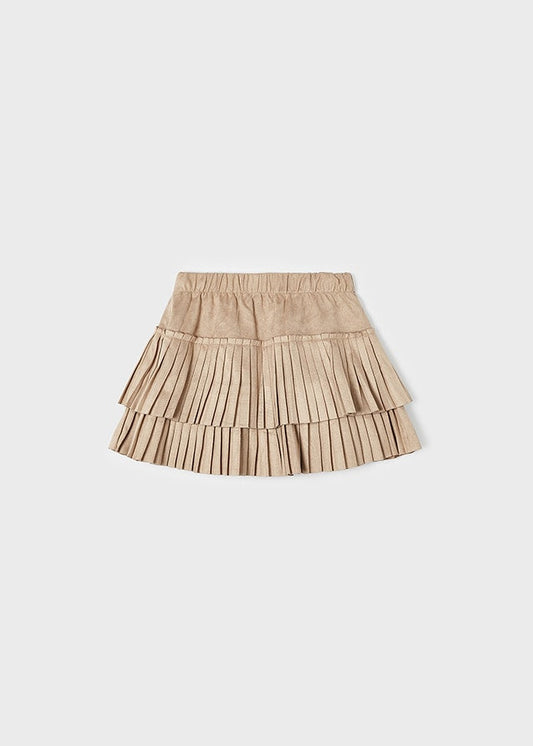 Spódnica zamsz plisowana - Brąz