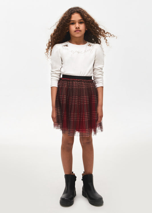 Koszulka długi rękaw z haftem - Kremowy