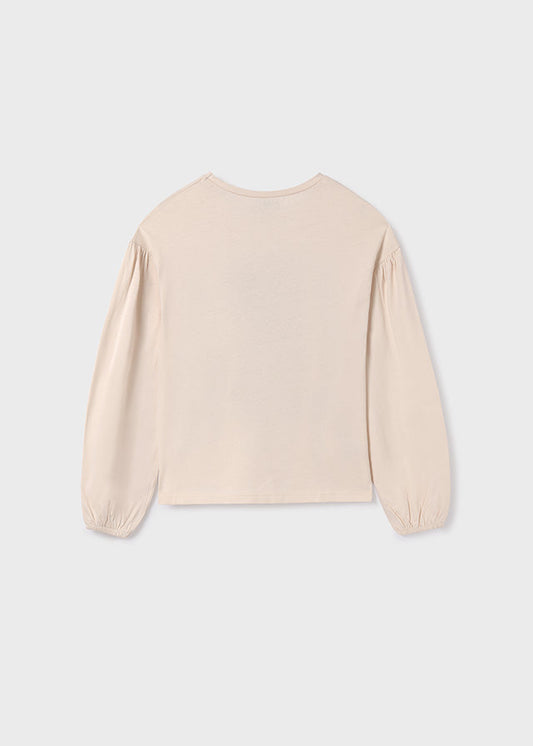 Koszulka długi rękaw grafika - Cream