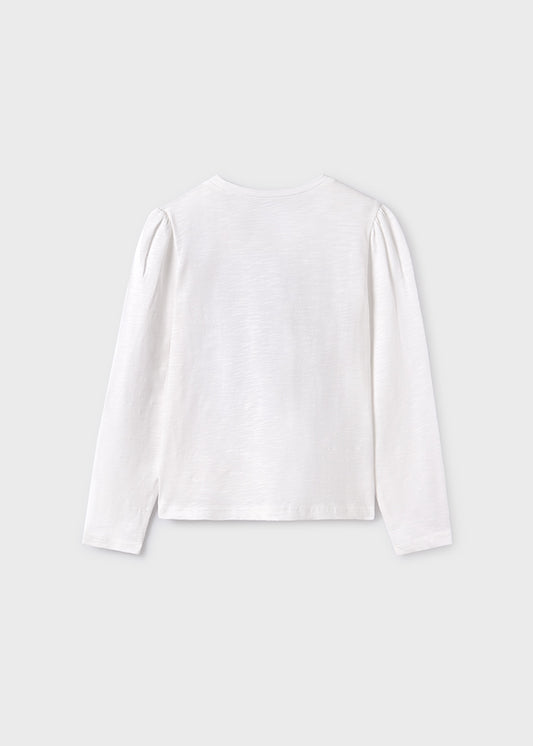 Koszulka długi rękaw grafika - Kremowy