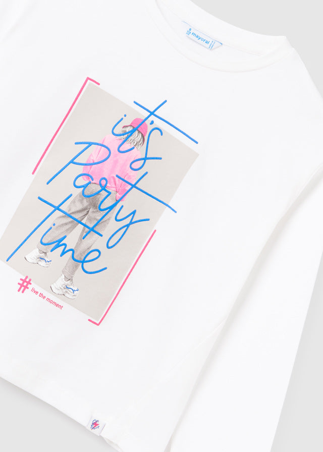 Koszulka długi rękaw z fotografią - Kremowy