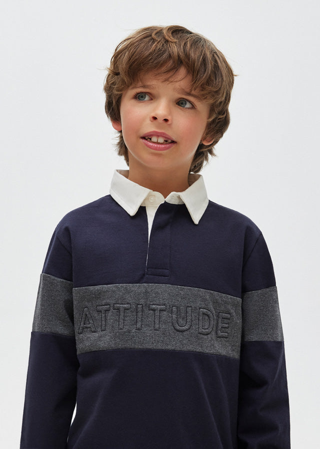 Koszulka polo długi rękaw - Granatowy