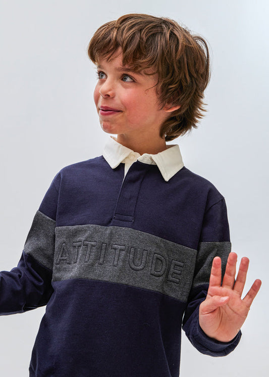 Koszulka polo długi rękaw - Granatowy