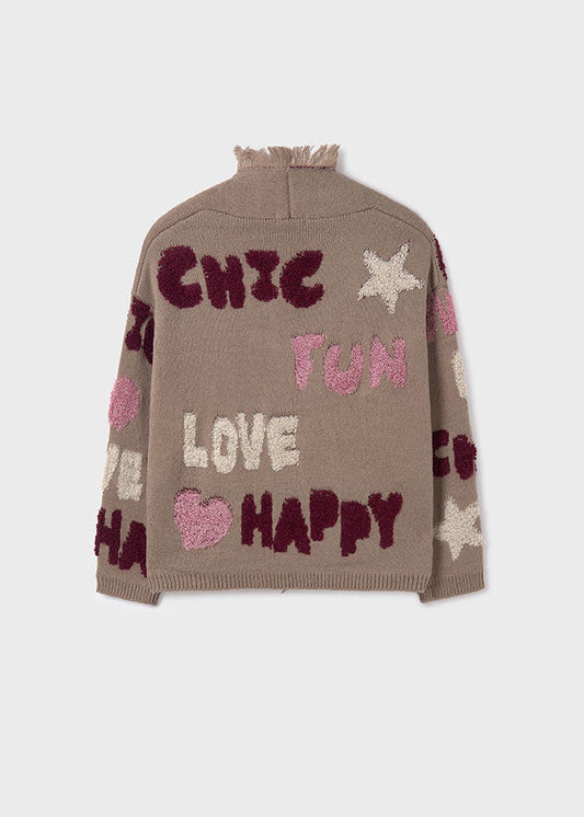 Sweterek trykot fantazja - Kasztanowy