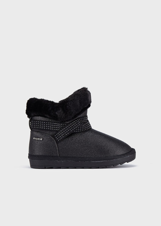 Botki błysk z futerkiem - Black