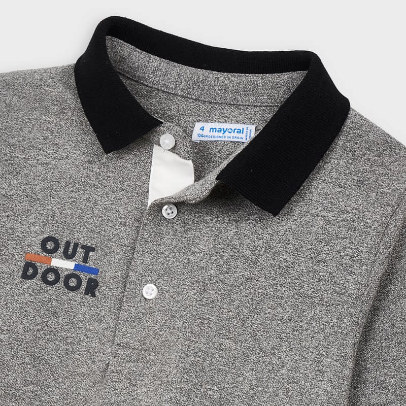 Koszulka polo długi rękaw granit