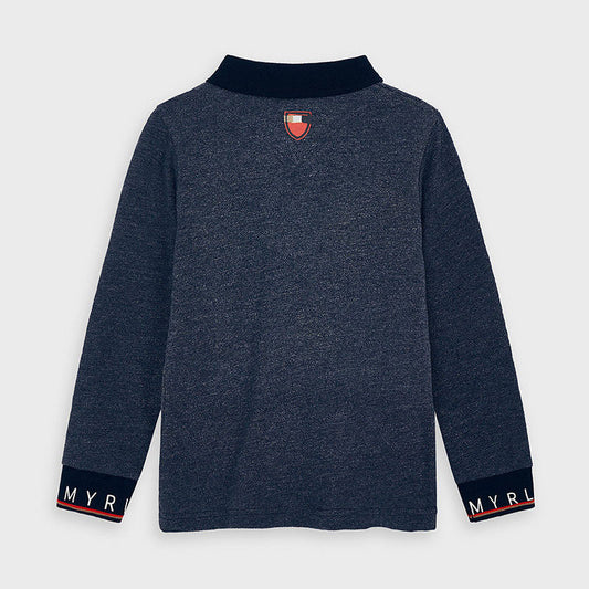 Koszulka polo długi rękaw granit