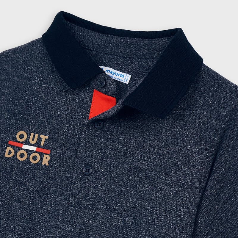 Koszulka polo długi rękaw granit