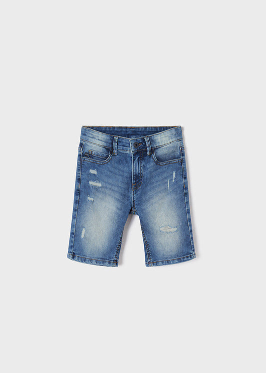 Bermudy denim z przetarciami