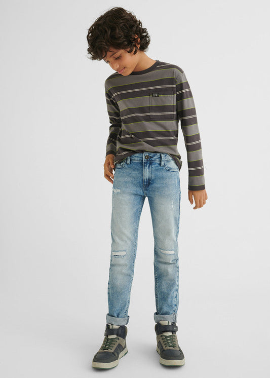 Spodnie denim z przetarciami