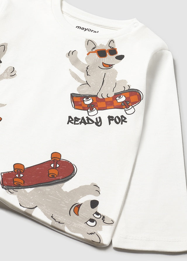 Koszulka długi rękaw widoczek - Śmietanka