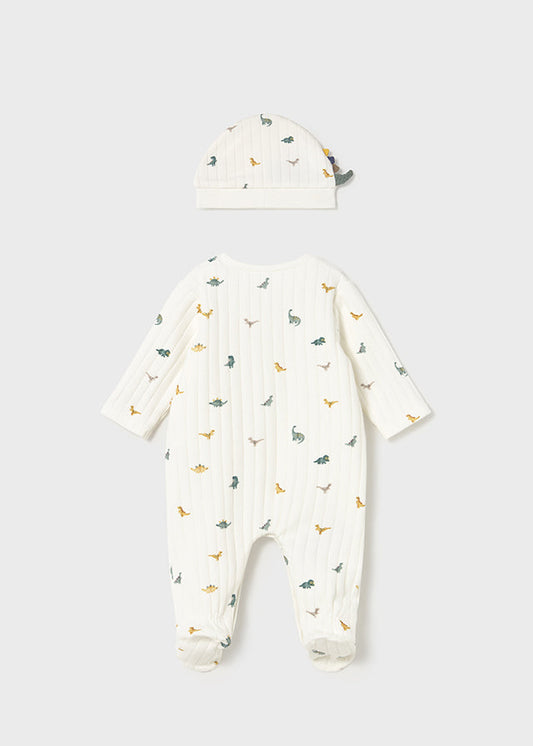 Zestaw pajacyk z czapeczką - Ecru-ice