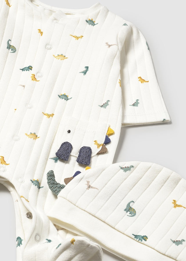 Zestaw pajacyk z czapeczką - Ecru-ice