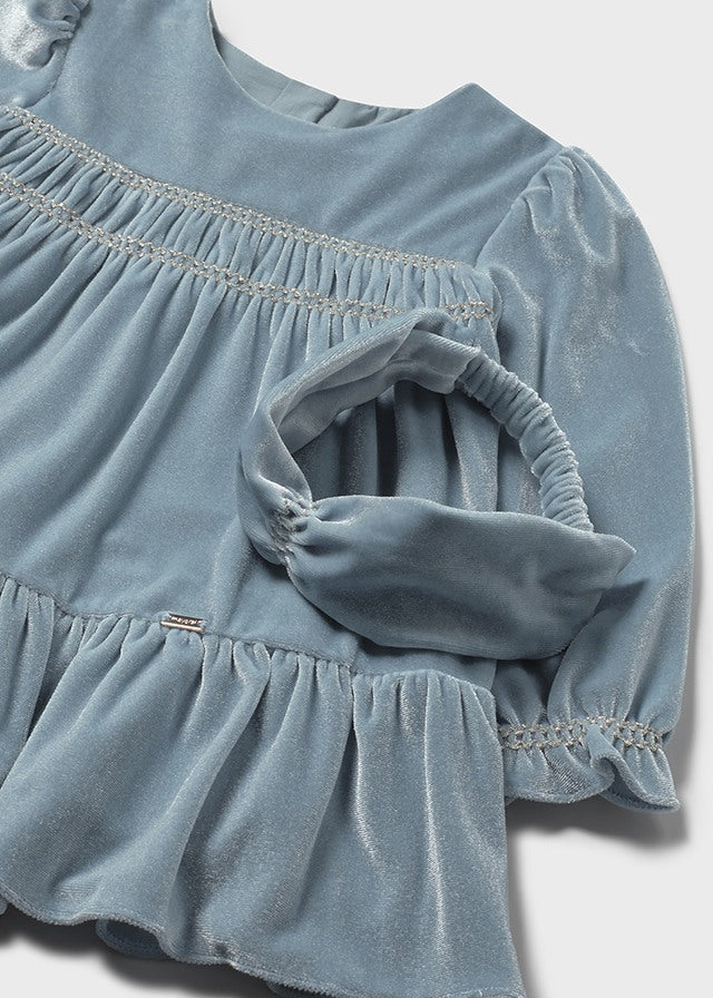 Sukienka aksamitna z opaską - Blue bell