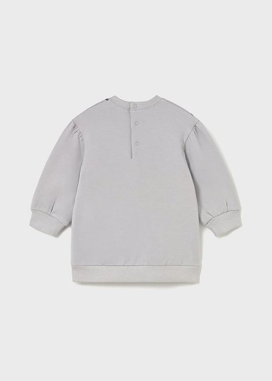 Dzianinowa sukienka grafika - Perłowy