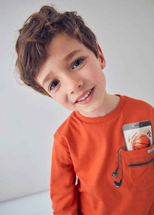 Koszulka długi rękaw iluzja - Pomarańczowy