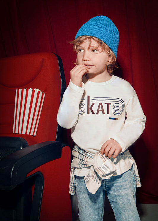 Koszulka długi rękaw skate - Śmietanka