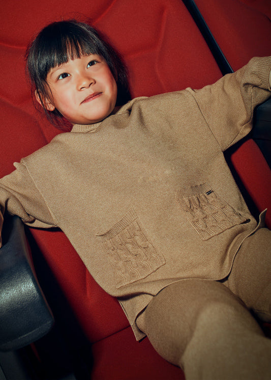 Komplet spodnie długie trykot - Camel