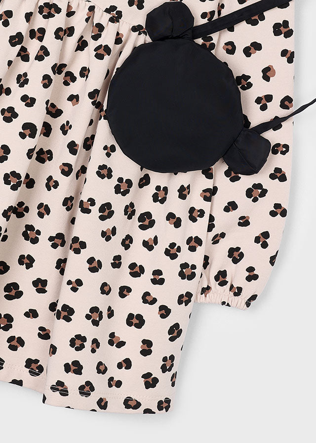 Dresowa sukienka z torebką - Sand