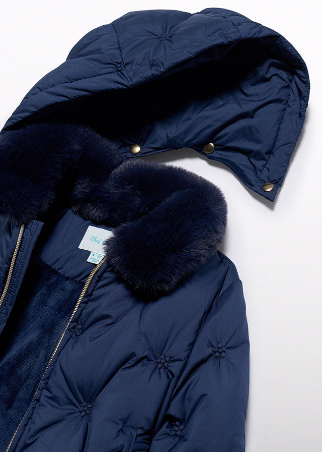 Kurtka pikowana z haftem - Granatowy