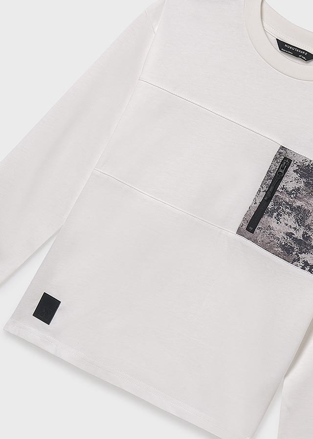 Koszulka długi rękaw kieszeń - Śmietanka