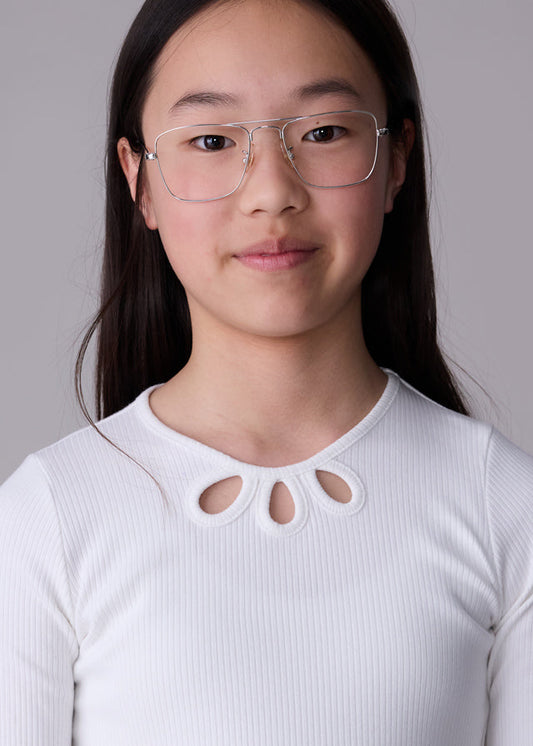 Koszulka długi rękaw cut out - Śmietanka