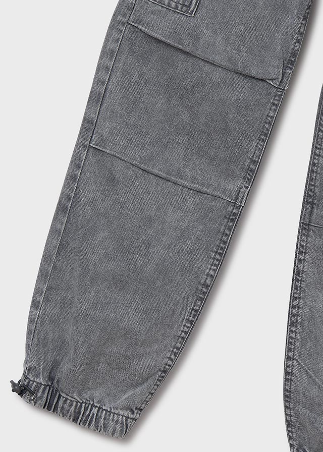 Spodnie denim cargo - Grey acid