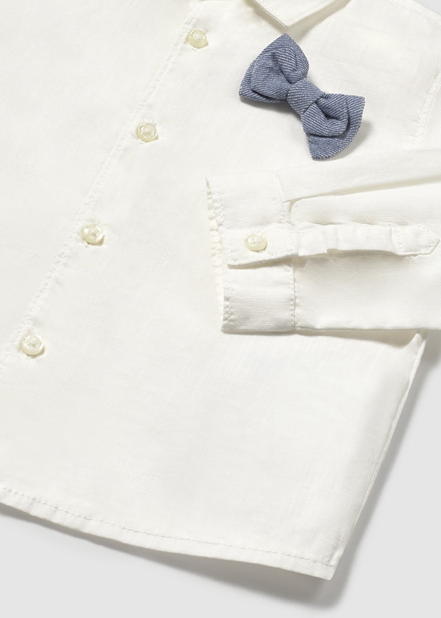 Koszula długi rękaw muszka - Kremowy