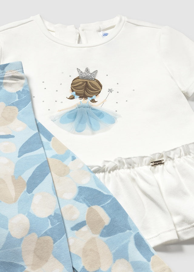 Komplet leginsy we wzory - Błękitny