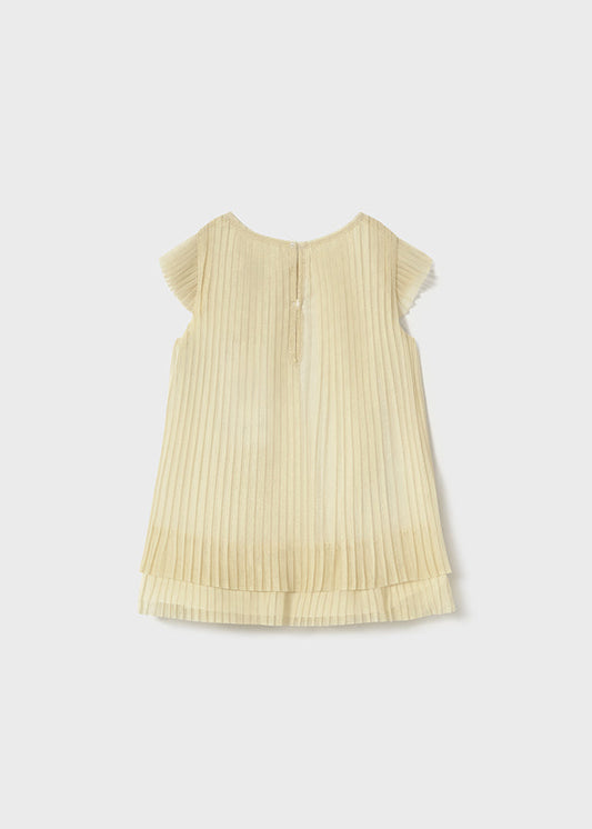 Sukienka tiulowa plisowana - Szampan