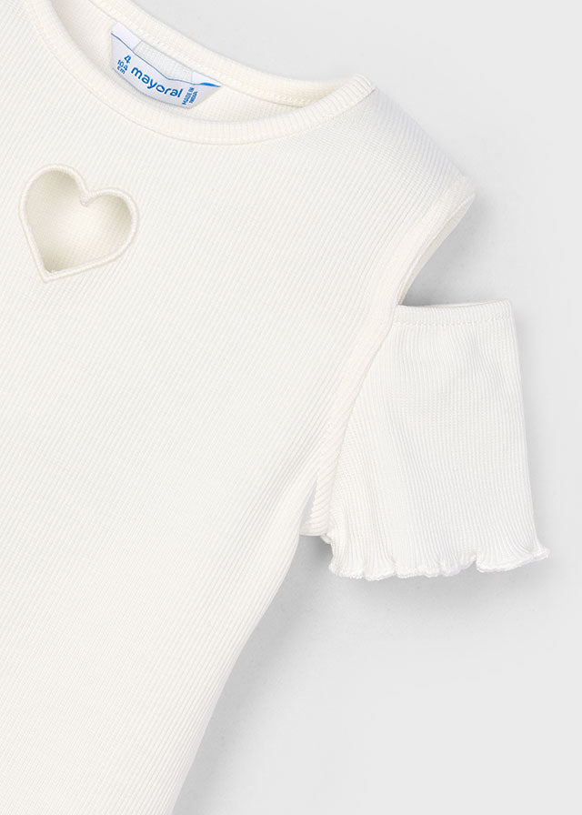 Koszulka krótki rękaw cut out - Kremowy