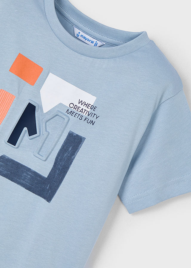 Koszulka krótki rękaw embossed "m" - Perłowy