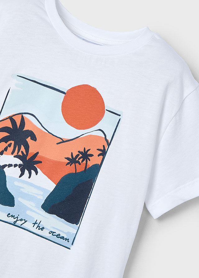 Koszulka krótki rękaw pejzaż - Biały