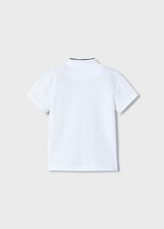 Koszulka Polo krótki rękaw kołnierzyk stójka - Biały